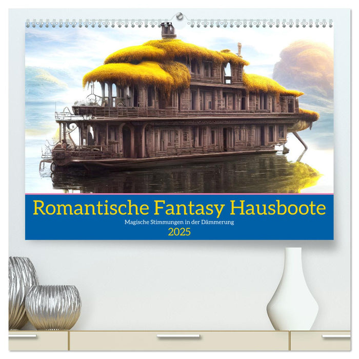 Romantische Fantasy Hausboote Magische Stimmungen in der Dämmerung (CALVENDO Premium Wandkalender 2025)