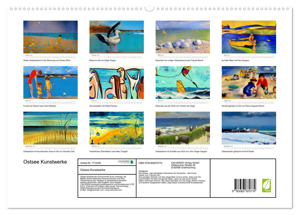 Ostsee Kunstwerke (CALVENDO Premium Wandkalender 2025)