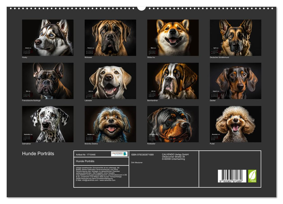 Hunde Porträts (CALVENDO Premium Wandkalender 2025)