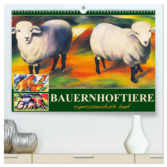 Bauernhoftiere, expressionistisch bunt (CALVENDO Premium Wandkalender 2025)