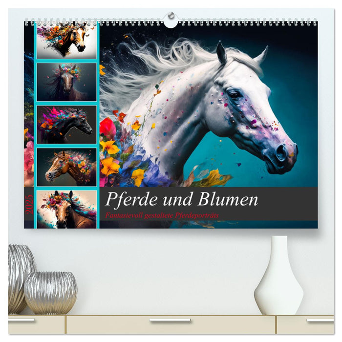 Pferde und Blumen (CALVENDO Premium Wandkalender 2025)