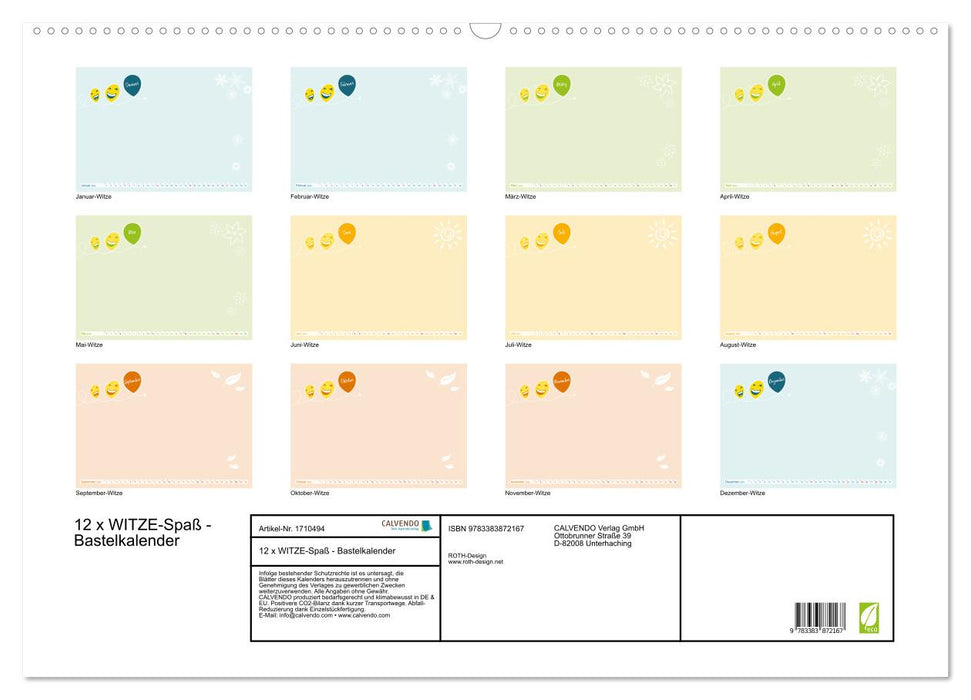 12 x WITZE-Spaß - Bastelkalender (CALVENDO Wandkalender 2025)