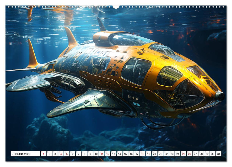 Futuristische U-Boote (CALVENDO Premium Wandkalender 2025)