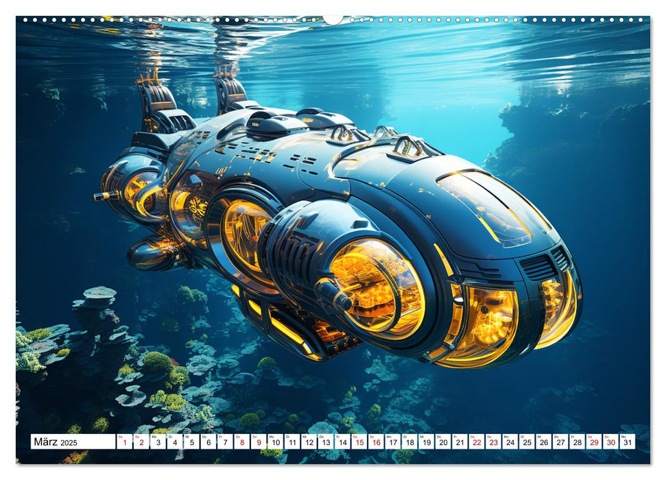 Futuristische U-Boote (CALVENDO Premium Wandkalender 2025)