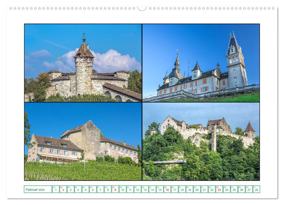 Schlösser und Burgen in der nördlichen Schweiz (CALVENDO Premium Wandkalender 2025)