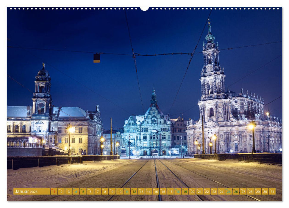 Romantisches Dresden im Winter (CALVENDO Premium Wandkalender 2025)