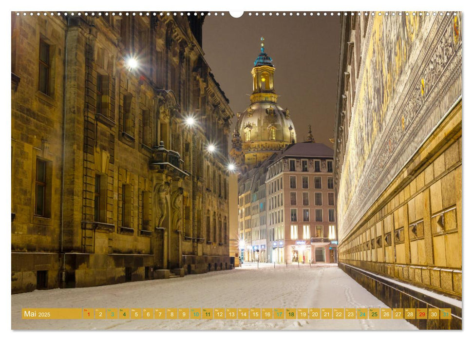 Romantisches Dresden im Winter (CALVENDO Premium Wandkalender 2025)