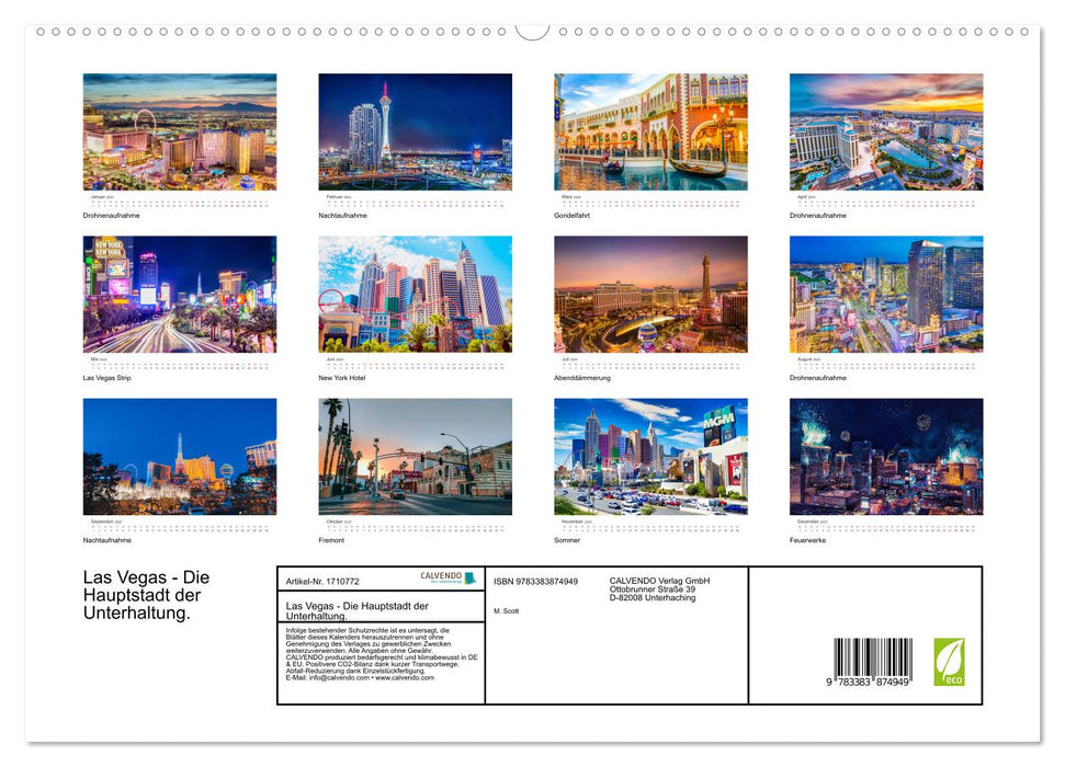 Las Vegas - Die Hauptstadt der Unterhaltung. (CALVENDO Premium Wandkalender 2025)