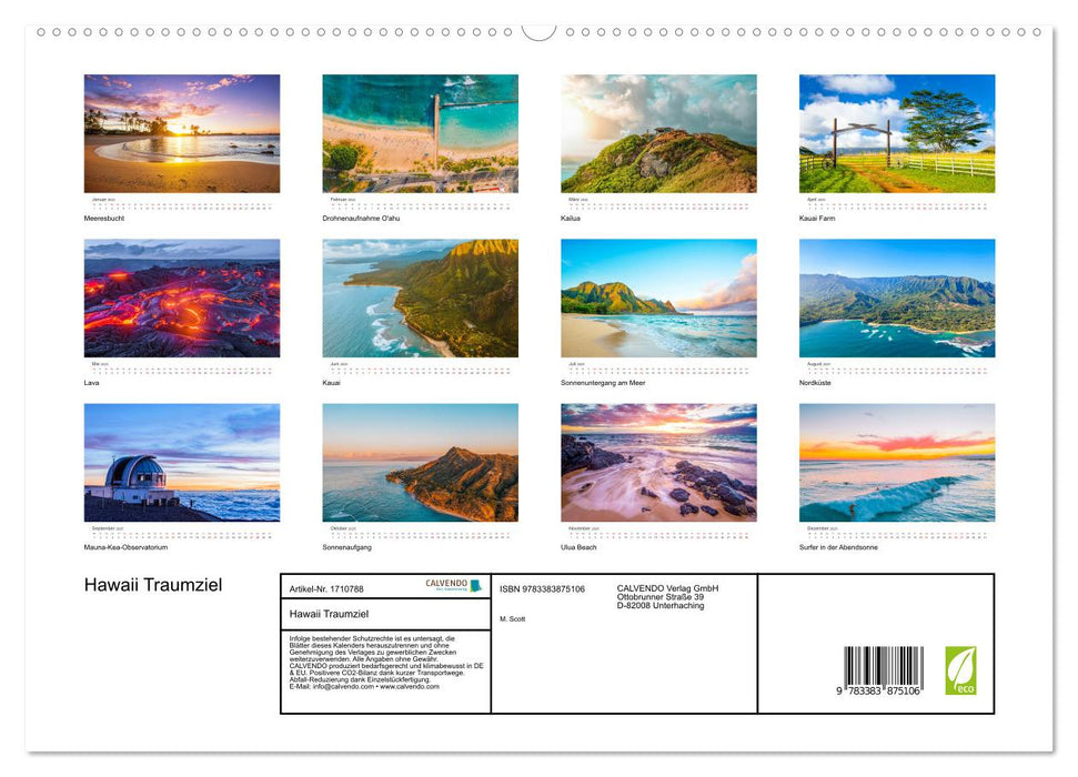 Hawaii Traumziel (CALVENDO Premium Wandkalender 2025)