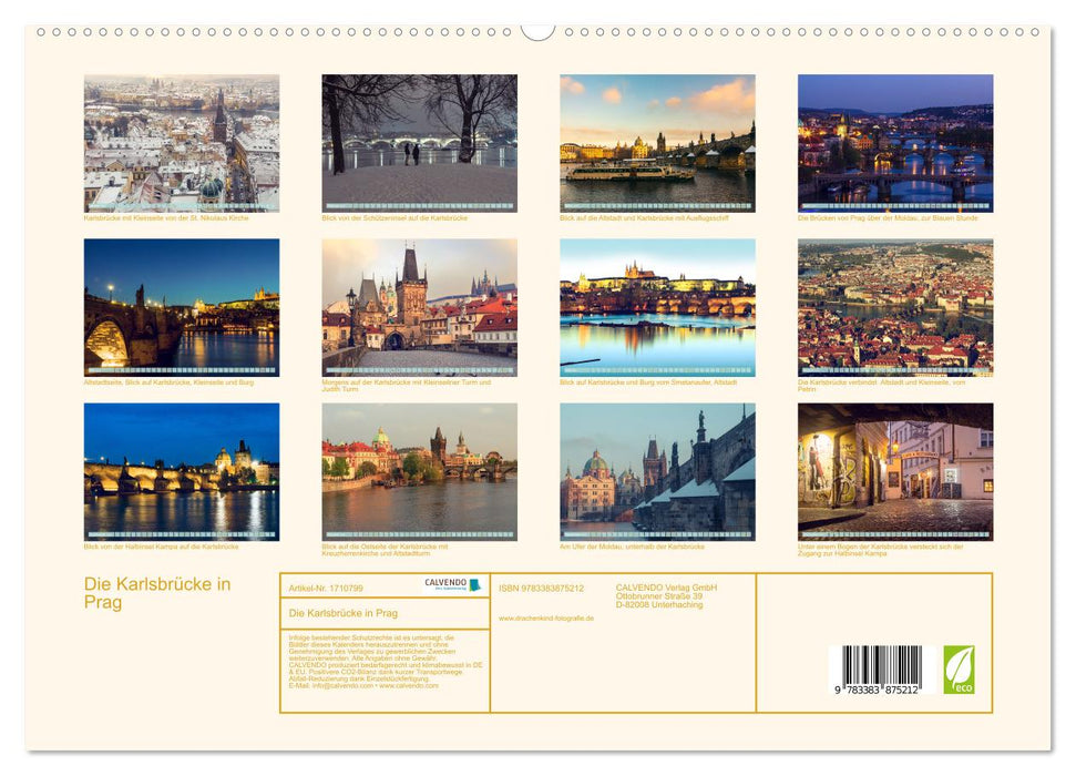 Die Karlsbrücke in Prag (CALVENDO Premium Wandkalender 2025)