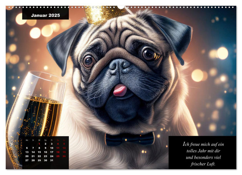 Der humoristische Mops-Kalender (CALVENDO Premium Wandkalender 2025)