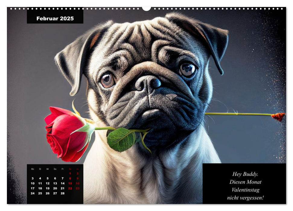 Der humoristische Mops-Kalender (CALVENDO Premium Wandkalender 2025)