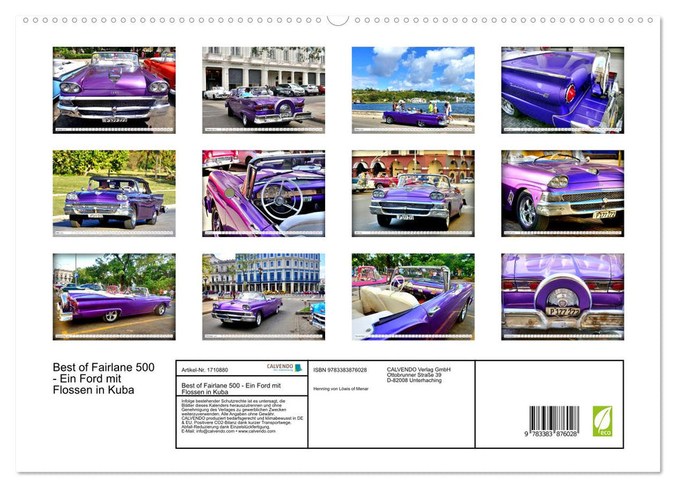 Best of Fairlane 500 - Ein Ford mit Flossen in Kuba (CALVENDO Premium Wandkalender 2025)