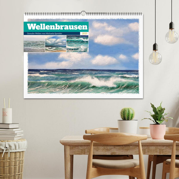 Wellenbrausen - Gemalte Wellen von Michaela Spreider (CALVENDO Wandkalender 2025)