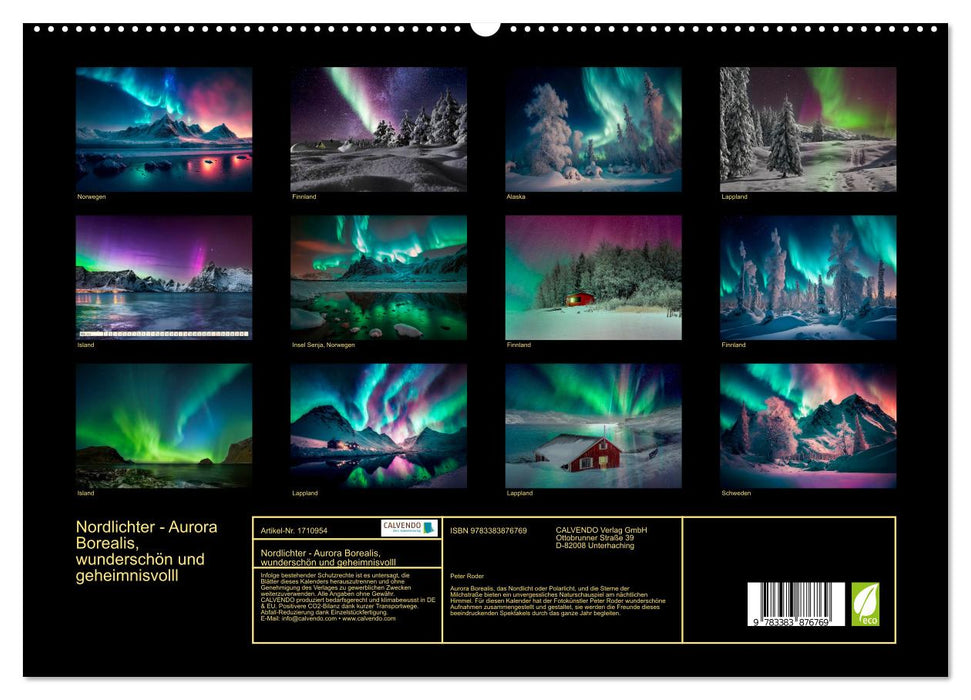 Nordlichter - Aurora Borealis, wunderschön und geheimnisvolll (CALVENDO Premium Wandkalender 2025)