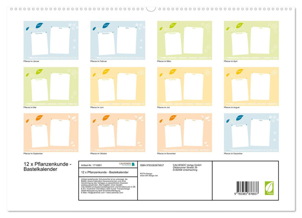 12 x Pflanzenkunde - Bastelkalender (CALVENDO Premium Wandkalender 2025)