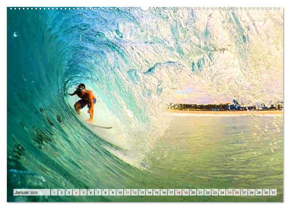 Surfen - from Inside the Barrel (CALVENDO Premium Wandkalender 2025)