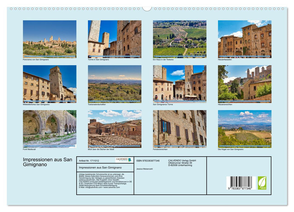 Impressionen aus San Gimignano (CALVENDO Premium Wandkalender 2025)