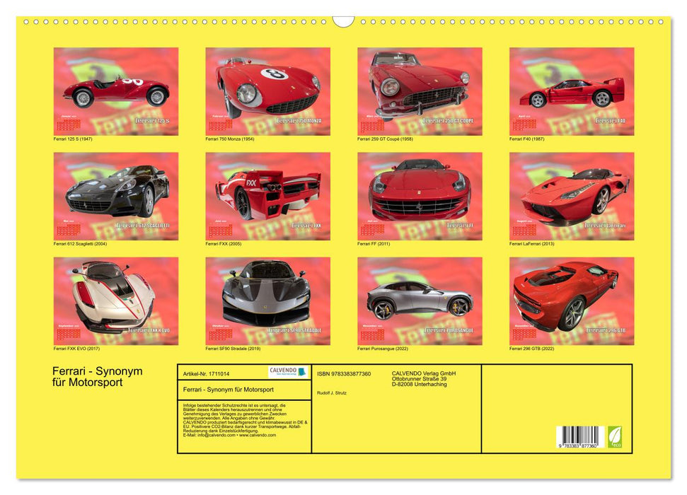 Ferrari - Synonym für Motorsport (CALVENDO Wandkalender 2025)