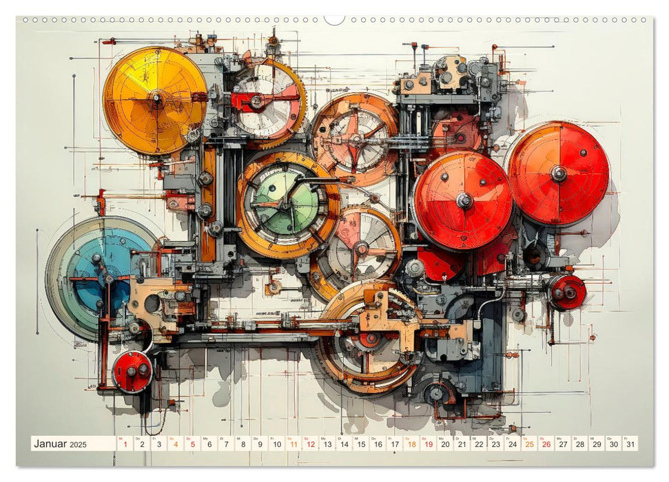 Maschinen Zukunft Kunst (CALVENDO Wandkalender 2025)