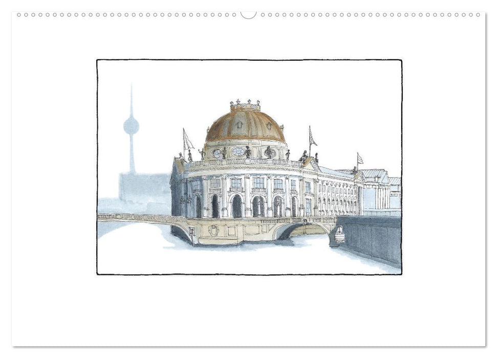 Berlin - in Tinte und Aquarell (CALVENDO Premium Wandkalender 2025)