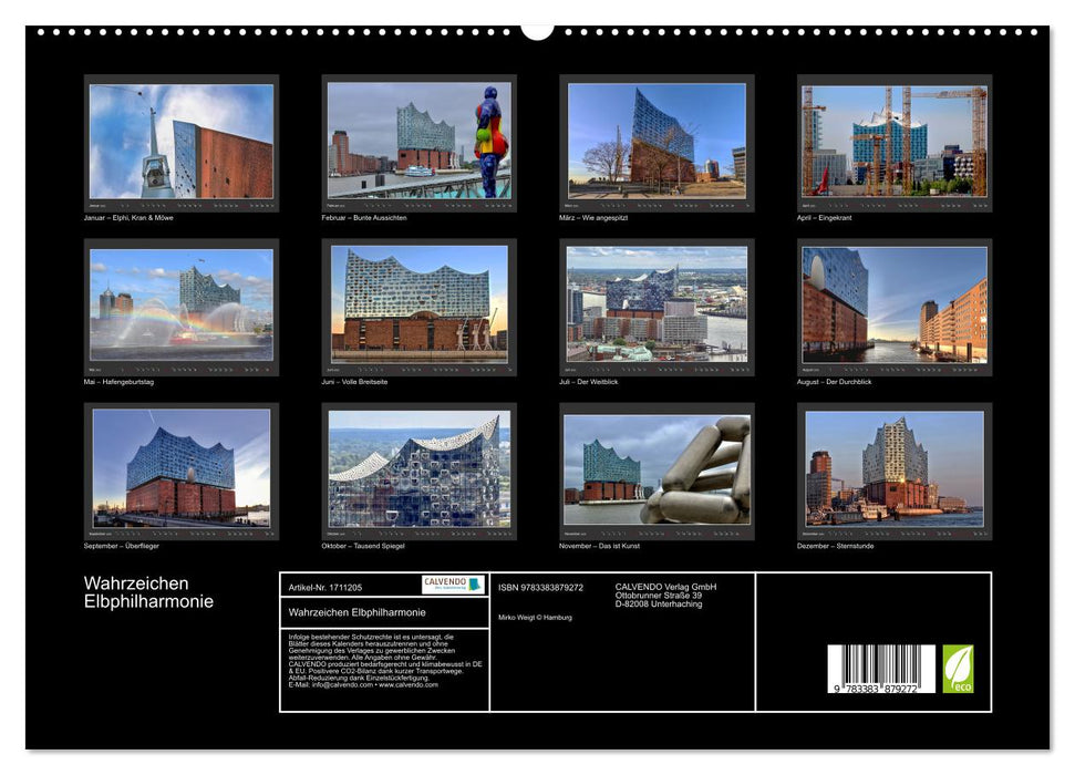 Wahrzeichen Elbphilharmonie (CALVENDO Premium Wandkalender 2025)