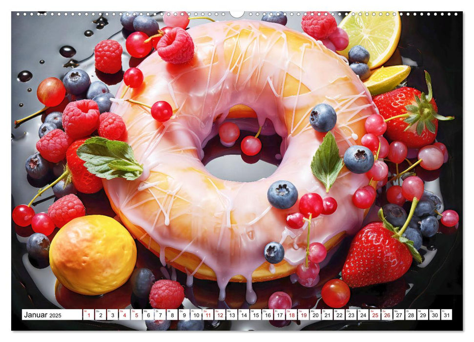 Bunte Donut-Träume - Himmlischer Geschmack aus Krapfenteig (CALVENDO Wandkalender 2025)