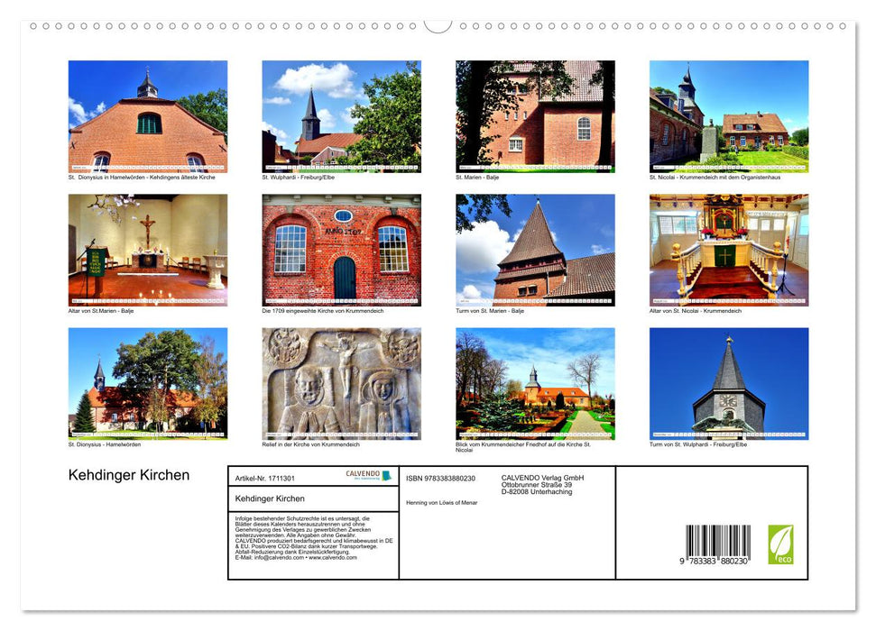 Kehdinger Kirchen (CALVENDO Premium Wandkalender 2025)