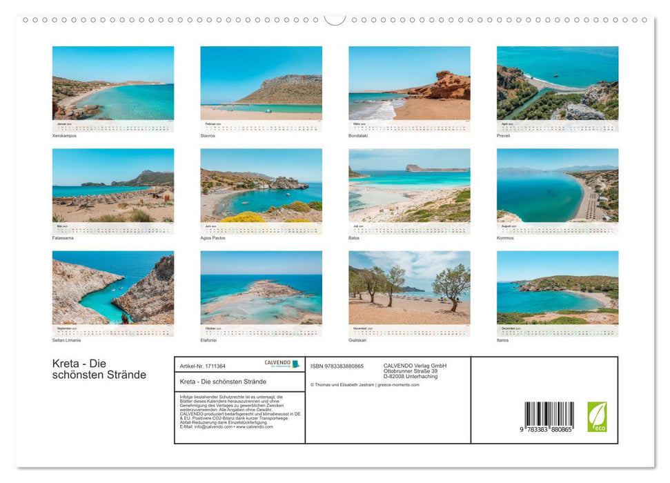 Kreta - Die schönsten Strände (CALVENDO Premium Wandkalender 2025)