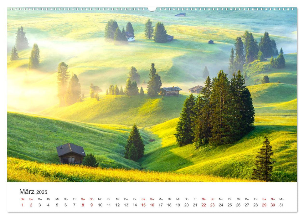 Seiser Alm - Im Herzen der Dolomiten. (CALVENDO Premium Wandkalender 2025)