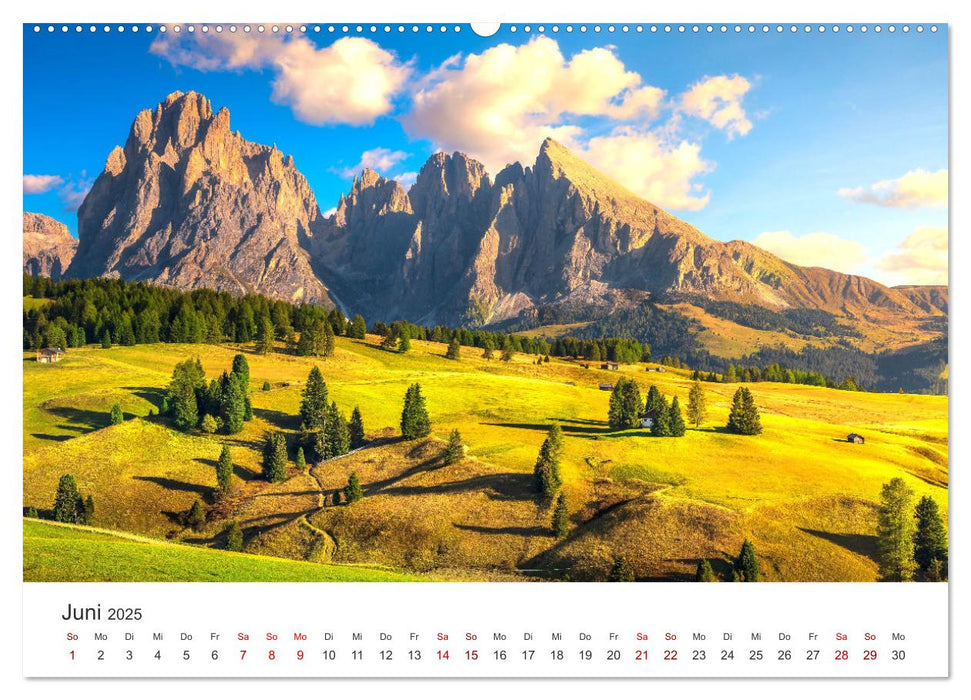 Seiser Alm - Im Herzen der Dolomiten. (CALVENDO Premium Wandkalender 2025)