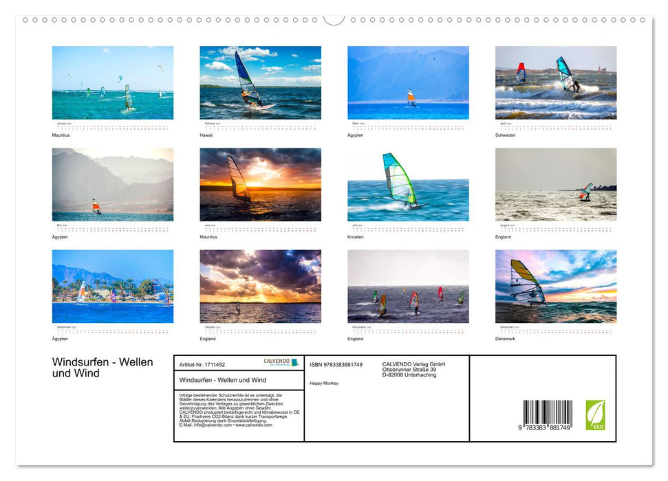 Windsurfen - Wellen und Wind (CALVENDO Premium Wandkalender 2025)