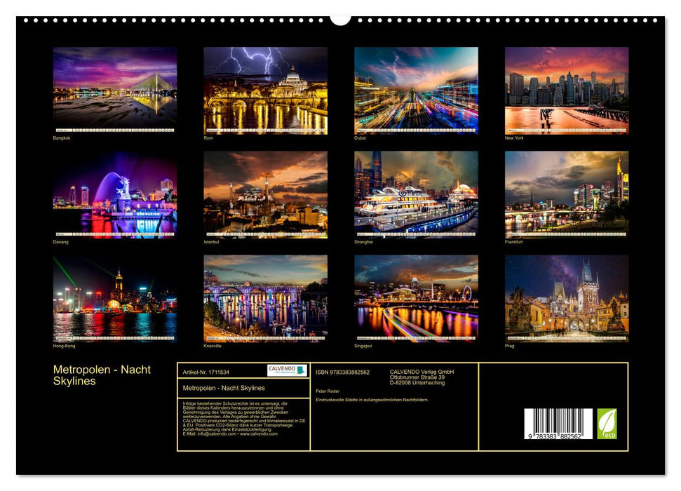 Metropolen - Nacht Skylines (CALVENDO Premium Wandkalender 2025)