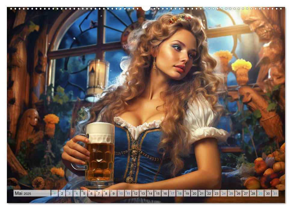 Bierzeltköniginnen - Biergenuss im Dirndl (CALVENDO Wandkalender 2025)