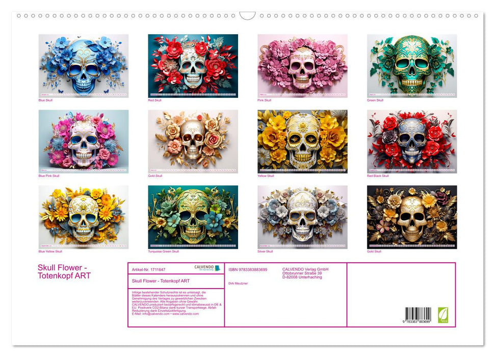 Skull Flower - Totenkopf ART (CALVENDO Wandkalender 2025)