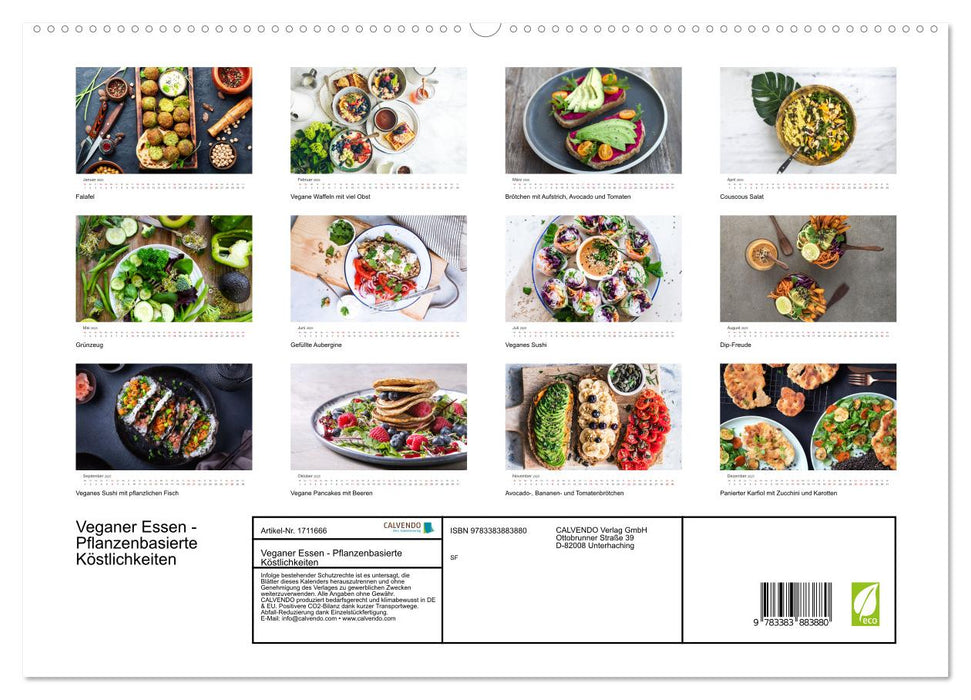 Veganer Essen - Pflanzenbasierte Köstlichkeiten (CALVENDO Premium Wandkalender 2025)