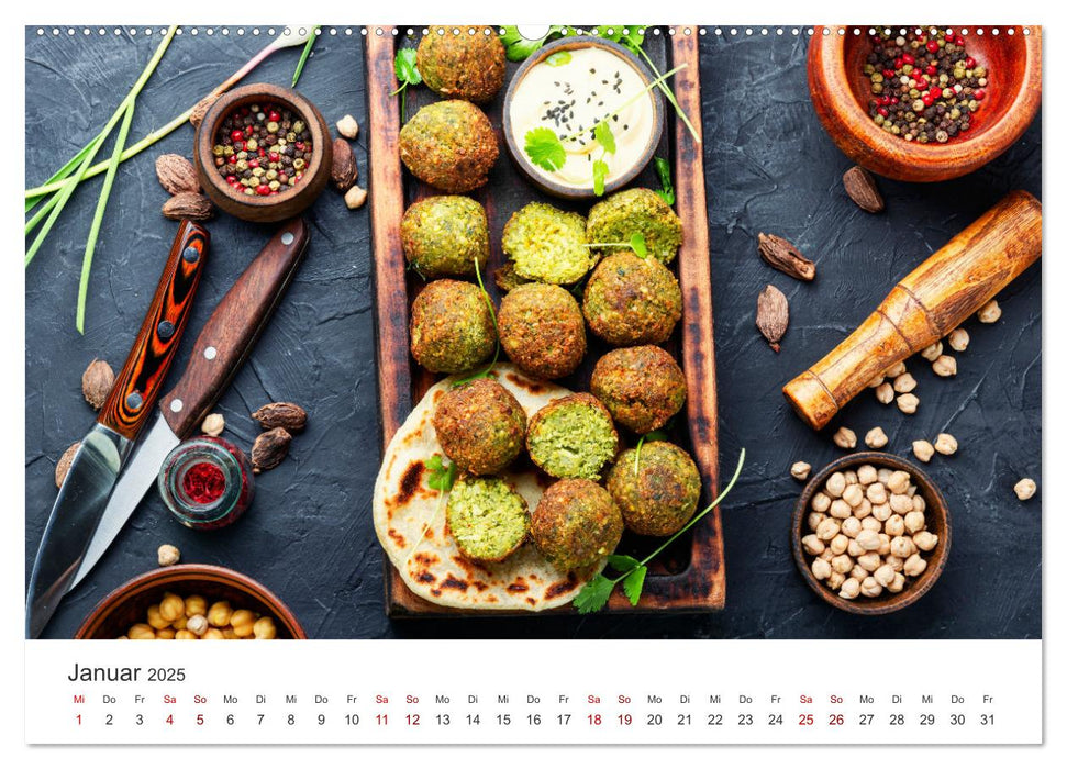 Veganer Essen - Pflanzenbasierte Köstlichkeiten (CALVENDO Premium Wandkalender 2025)