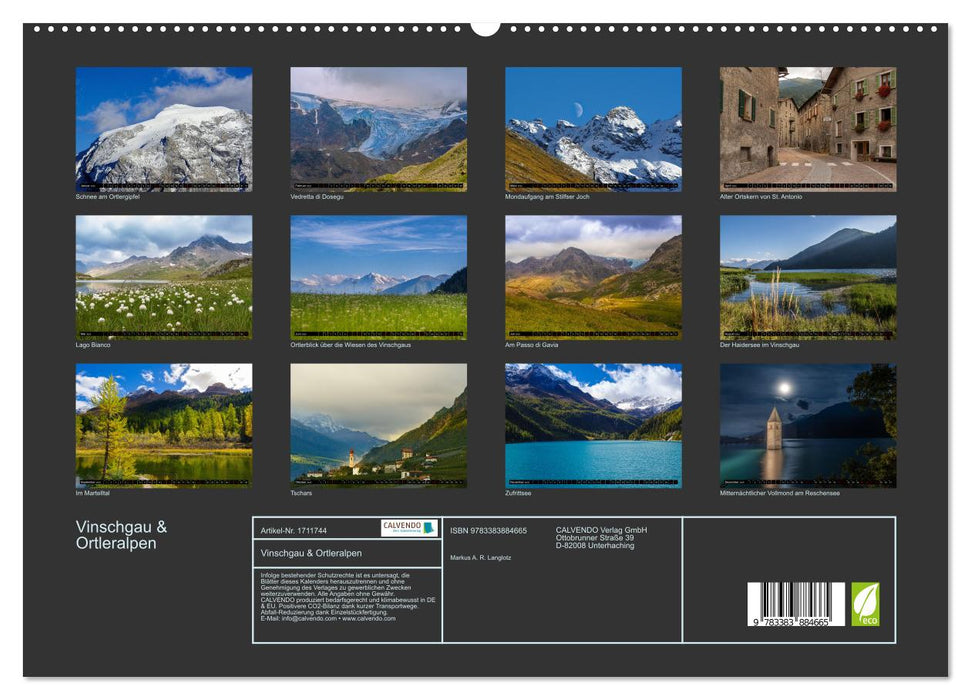 Vinschgau & Ortleralpen (CALVENDO Premium Wandkalender 2025)