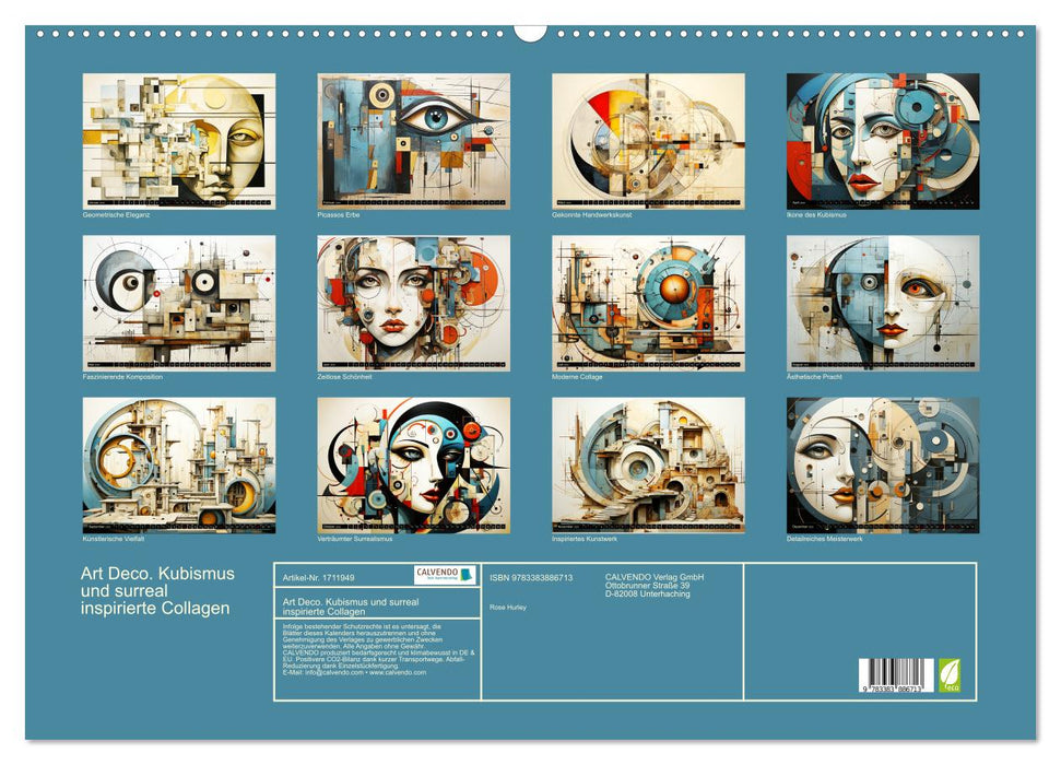 Art Deco. Kubismus und surreal inspirierte Collagen (CALVENDO Wandkalender 2025)