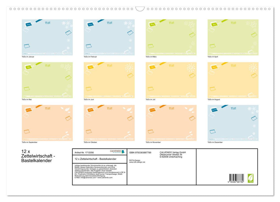 12 x Zettelwirtschaft - Bastelkalender (CALVENDO Wandkalender 2025)