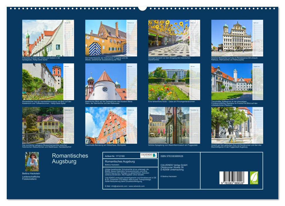 Romantisches Augsburg (CALVENDO Premium Wandkalender 2025)