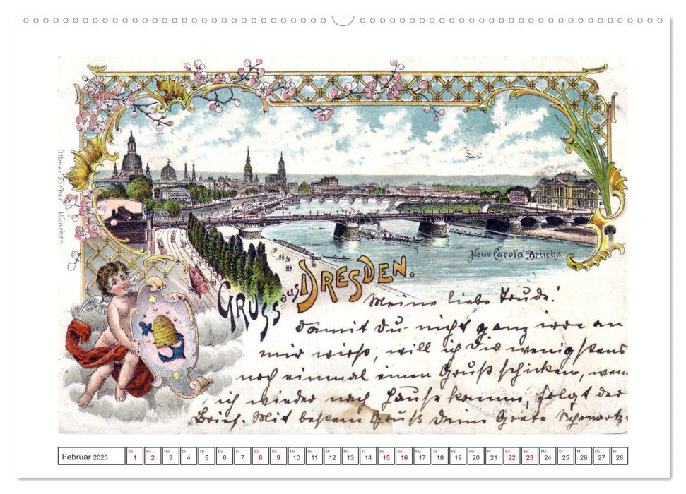 Gruss aus Dresden - Historische Stadtansichten (CALVENDO Premium Wandkalender 2025)