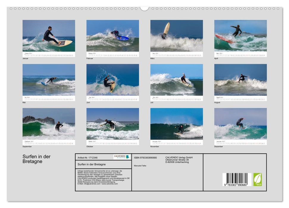 Surfen in der Bretagne (CALVENDO Premium Wandkalender 2025)