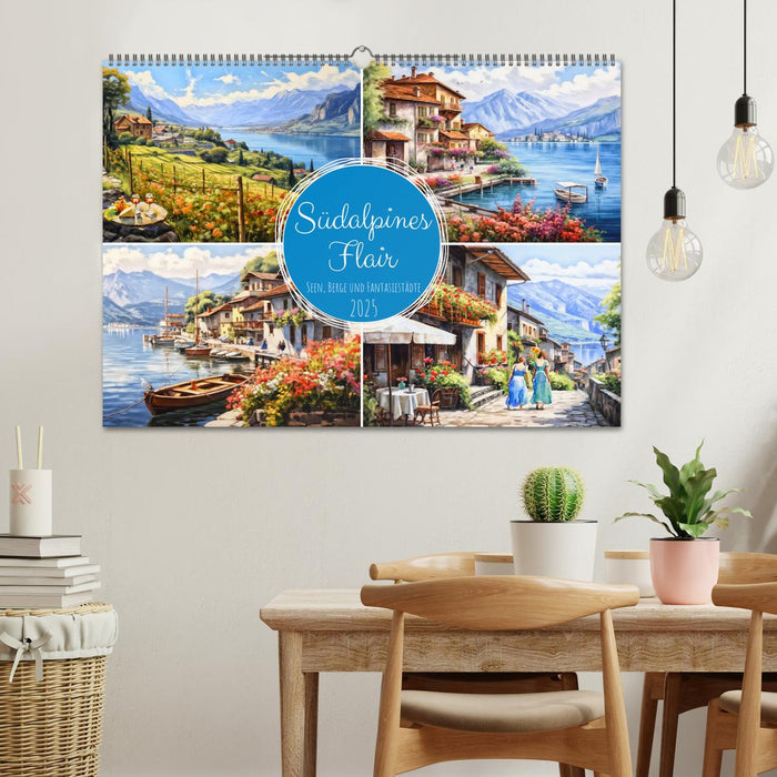 Südalpines Flair - Seen, Berge und Fantasiestädte (CALVENDO Wandkalender 2025)