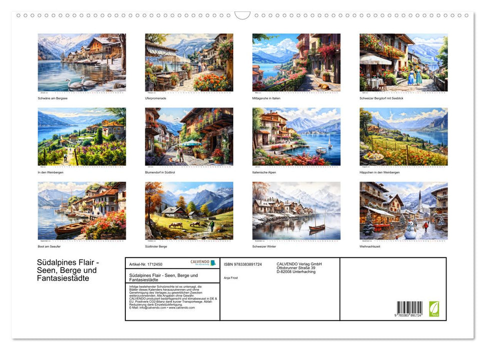 Südalpines Flair - Seen, Berge und Fantasiestädte (CALVENDO Wandkalender 2025)