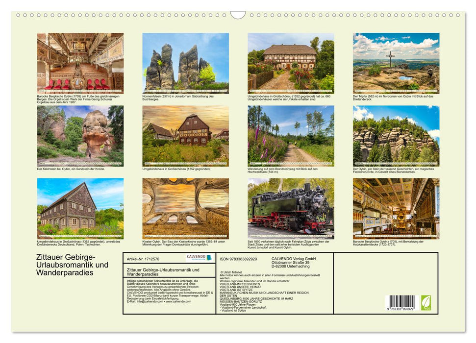 Zittauer Gebirge-Urlaubsromantik und Wanderparadies (CALVENDO Wandkalender 2025)