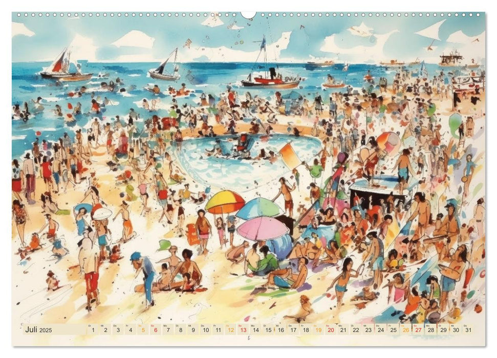 Am Strand da ist was los (CALVENDO Premium Wandkalender 2025)