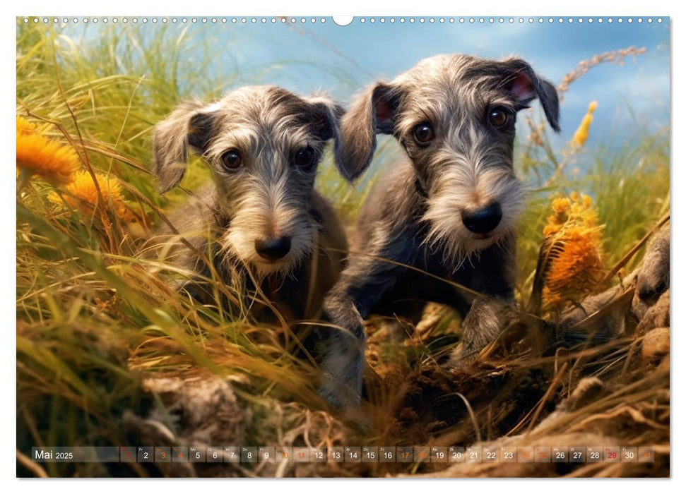 Lurcher Portraits - Zwei Welpen entdecken die Welt (CALVENDO Premium Wandkalender 2025)