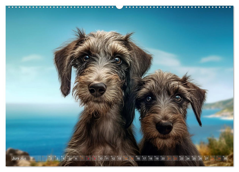 Lurcher Portraits - Zwei Welpen entdecken die Welt (CALVENDO Premium Wandkalender 2025)