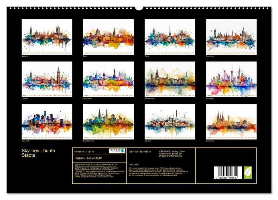 Skylines - bunte Städte (CALVENDO Premium Wandkalender 2025)